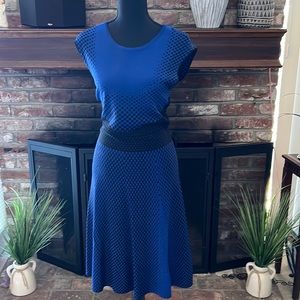 Royal blue and black dress.